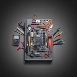 A visually appealing book cover design that resembles the front of a book, prominently featuring a detailed computer motherboard at the center