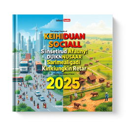 A book cover design for an IPS book titled "Kehidupan Sosial dan Kondisi Lingkungan Sekitar" featuring the latest design trends of 2025