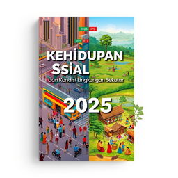 A book cover design for an IPS book titled 'Kehidupan Sosial dan Kondisi Lingkungan Sekitar', featuring a contemporary 2025 aesthetic