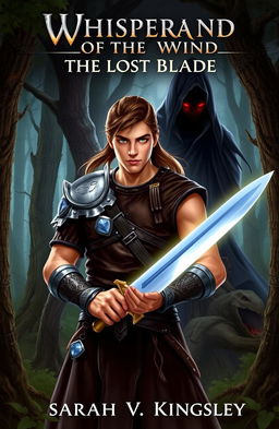 A captivating scene featuring the warrior Aric standing in a mystical forest, holding a glowing silver sword with both hands