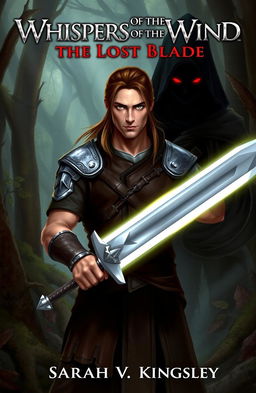 A captivating scene featuring the warrior Aric standing in a mystical forest, holding a glowing silver sword with both hands