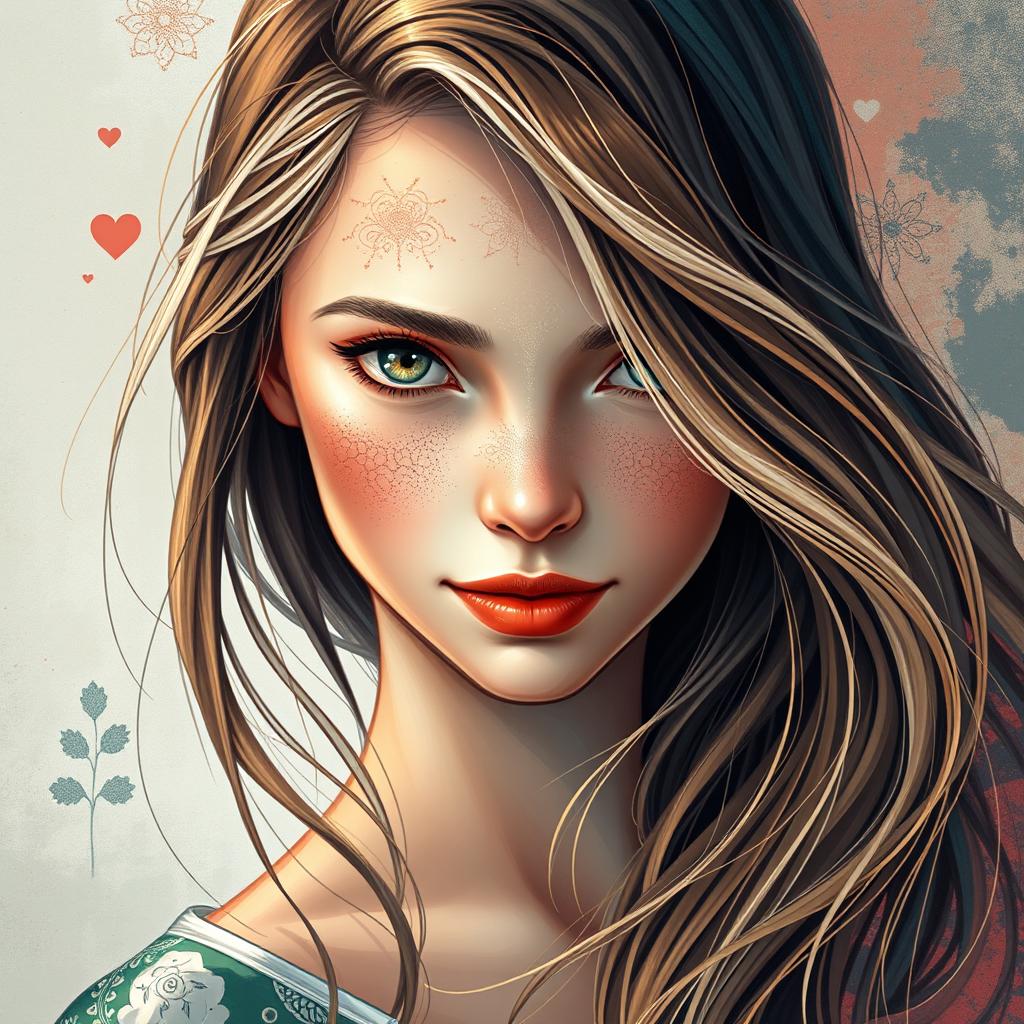 A stunning book cover design featuring a beautiful girl with captivating features