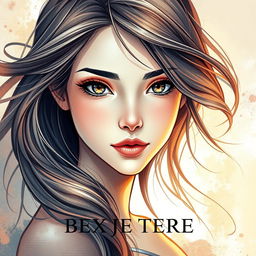 A stunning book cover design featuring a beautiful girl with captivating features