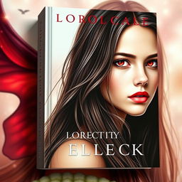 A striking book cover design featuring a beautiful girl with captivating red eyes that exude mystery and allure