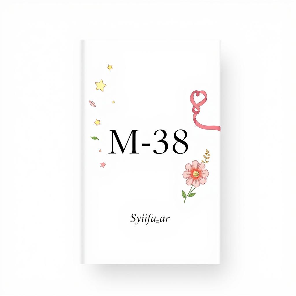 Aesthetic book cover design for a fictional book titled 'M-38' authored by Syifa_ar