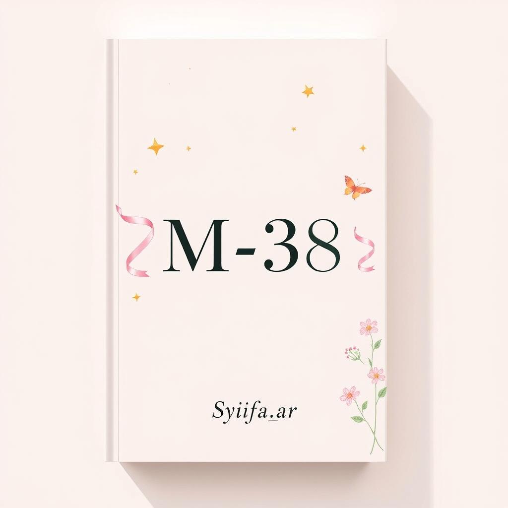 Aesthetic book cover design for a fictional book titled 'M-38' authored by Syifa_ar