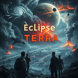 A dramatic and intense scene set in a near-future Earth overwhelmed by catastrophic natural disasters, prominently featuring relentless floods inundating urban landscapes and rural areas