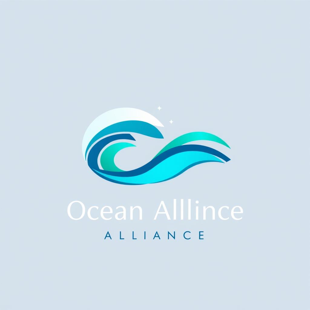 A sleek and modern logo design for the project "Ocean Alliance," symbolizing unity and protection of the oceans