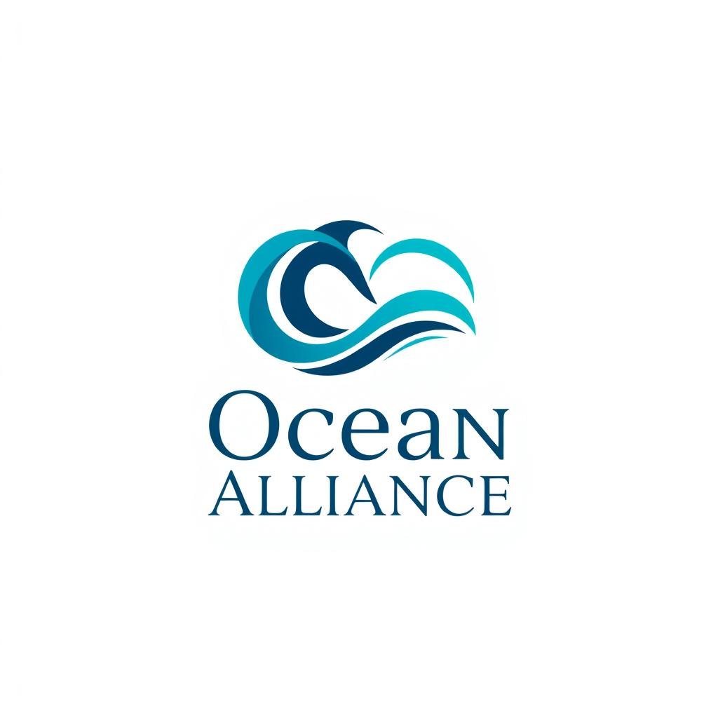 A sleek and modern logo design for the project "Ocean Alliance," symbolizing unity and protection of the oceans