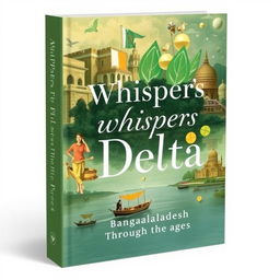 A modern book cover featuring the title "Whispers of the Delta: Bangladesh Through the Ages" in a simple yet unique font that exudes an air of elegance