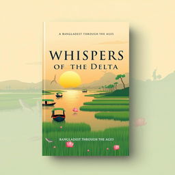 A modern book cover featuring the title "Whispers of the Delta: Bangladesh Through the Ages" in a simple yet visually captivating font