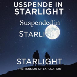 A modern book cover titled "Suspended in Starlight: The Tension of Exploration" featuring a minimalist yet striking design