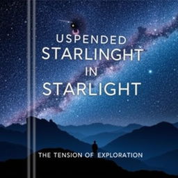 A modern book cover featuring the title "Suspended in Starlight: The Tension of Exploration" in a sleek and contemporary font that conveys a sense of adventure and mystery