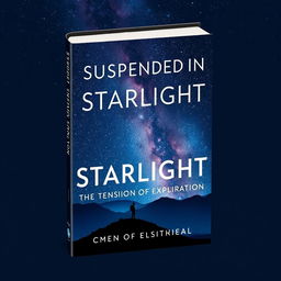 A modern book cover featuring the title "Suspended in Starlight: The Tension of Exploration" in a sleek and contemporary font that conveys a sense of adventure and mystery