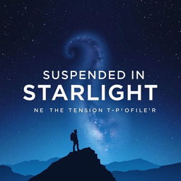 A modern book cover for the title "Suspended in Starlight: The Tension of Exploration" featuring a minimalist and captivating design