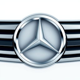 A detailed rendering of the Mercedes-Benz logo, featuring the iconic three-pointed star enclosed within a crisp white circle