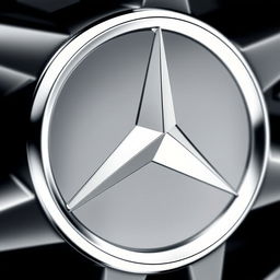 A detailed rendering of the Mercedes-Benz logo, featuring the iconic three-pointed star enclosed within a crisp white circle