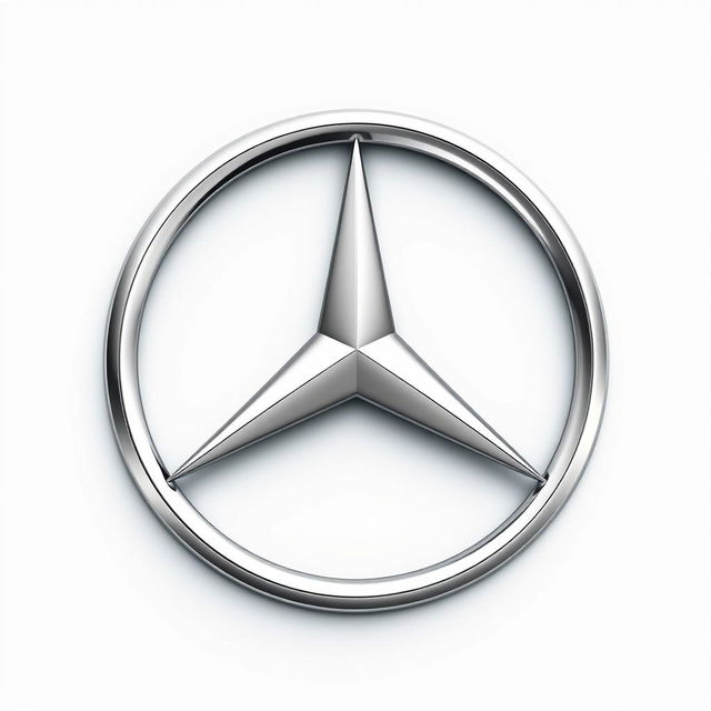 A detailed rendering of the Mercedes-Benz logo, featuring the iconic three-pointed star enclosed within a crisp white circle