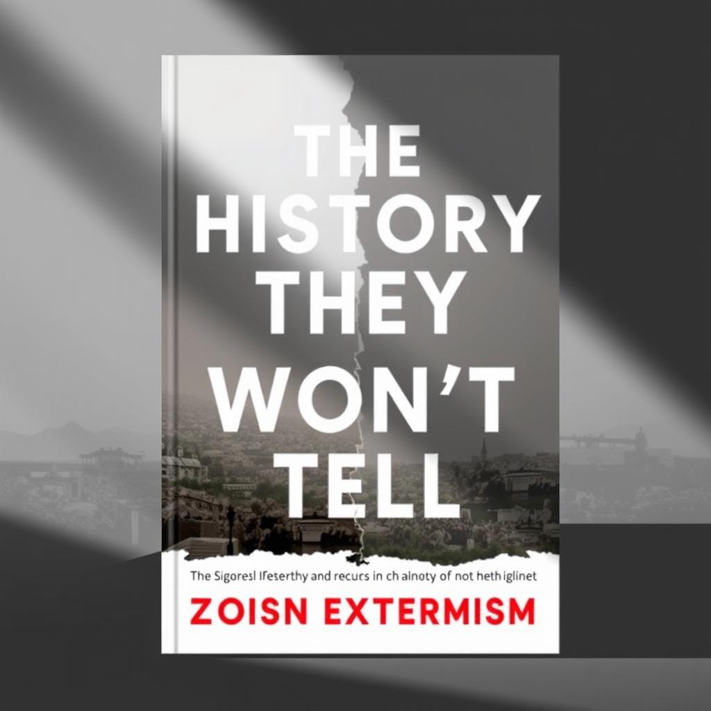 A modern book cover for the title "The History They Won't Tell" focusing on the theme of Zionist extremism