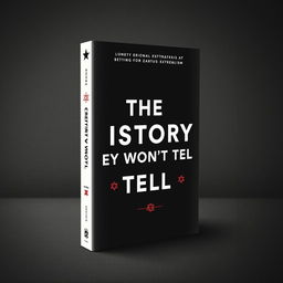 A modern book cover for the title "The History They Won't Tell," focusing on Zionist extremism