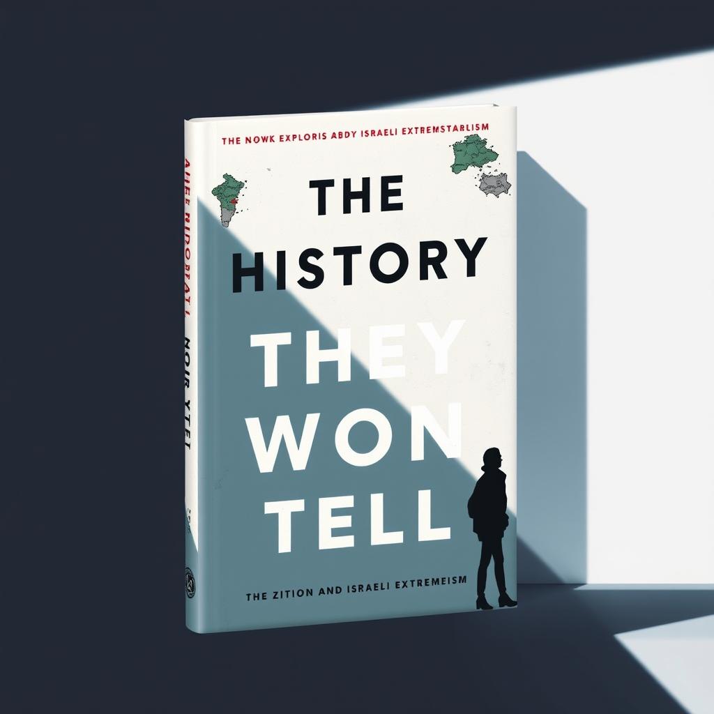 A modern book cover for the title "The History They Won't Tell" that explores Zionist and Israeli extremism