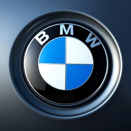 A detailed rendering of the BMW logo, featuring the classic roundel design enclosed within a crisp white circle