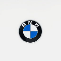 A detailed rendering of the BMW logo, featuring the iconic roundel design against a pristine white background