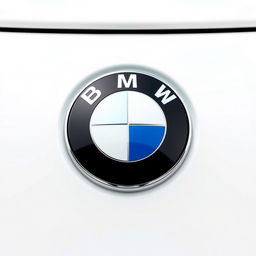 A detailed rendering of the BMW logo, featuring the iconic roundel design against a pristine white background