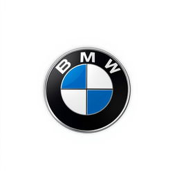 A detailed rendering of the BMW logo, featuring the iconic roundel design against a pristine white background