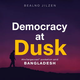 A modern book cover for the title "Democracy at Dusk," addressing the topic of fascism in Bangladesh