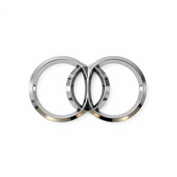 A detailed rendering of the Audi logo, featuring the four interlocking rings arranged in a sleek pattern against a pristine white background