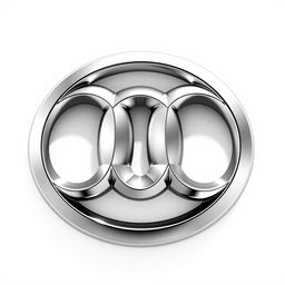 A detailed rendering of the Audi logo, showcasing four interlocking silver circles against a pristine white background