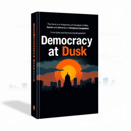 A modern book cover design for a book titled 'Democracy at Dusk'