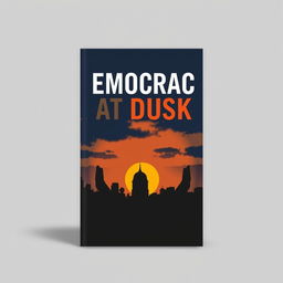 A modern book cover design for a book titled 'Democracy at Dusk'