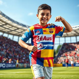 A vibrant and colorful depiction of a youth Jersey, showcasing an array of unique designs and patterns