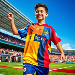 A vibrant and colorful depiction of a youth Jersey, showcasing an array of unique designs and patterns