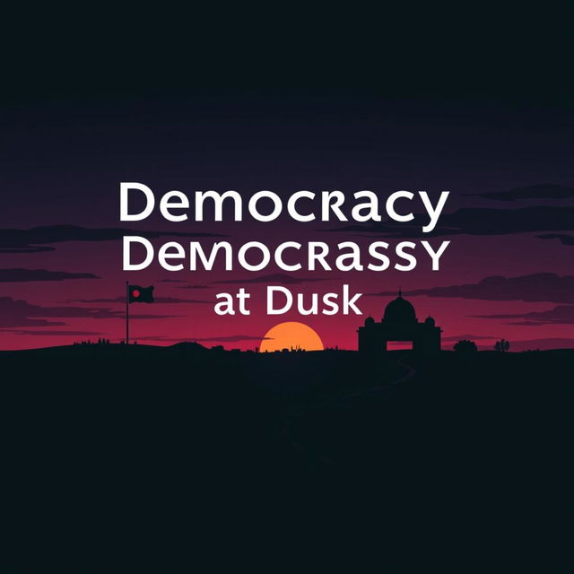 A modern book cover design for a book titled 'Democracy at Dusk'