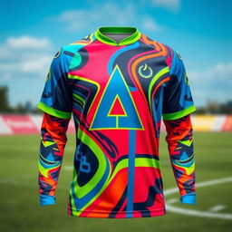 A vibrant and colorful jersey featuring intricate designs and patterns