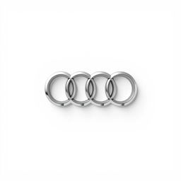 A clean and precise rendering of the Audi brand logo, featuring the four interlocking silver rings prominently displayed against a crisp white background