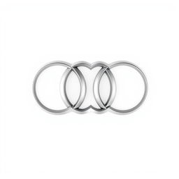 A clean and precise rendering of the Audi brand logo, featuring the four interlocking silver rings prominently displayed against a crisp white background