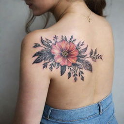 Create an elegant yet cool lower back tattoo design incorporating floral motifs and subtle luxury elements. The design should maintain a balance of intricacy and simplicity, capturing the eye without overwhelming.