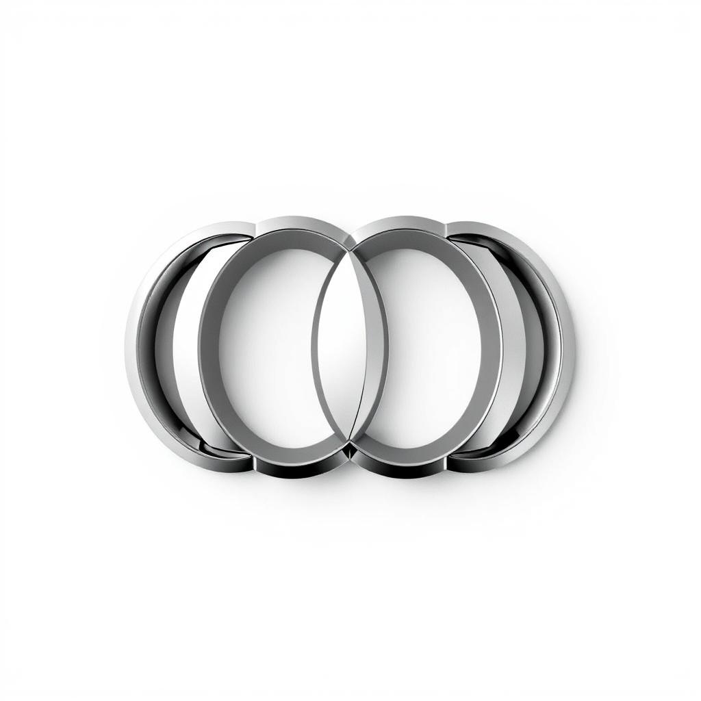 A clean and precise rendering of the Audi brand logo, featuring the four interlocking silver rings prominently displayed against a crisp white background