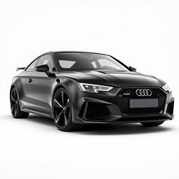 An impressive 3D rendering of the Audi RS sports car, depicted in an eye-catching black finish facing right against a pristine white background