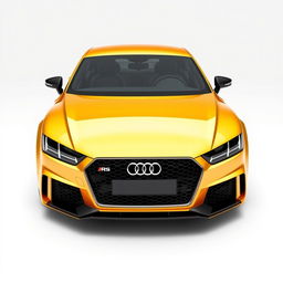 An eye-catching 3D rendering of the Audi RS sports car, depicted in a stunning gold finish set against a pristine white background