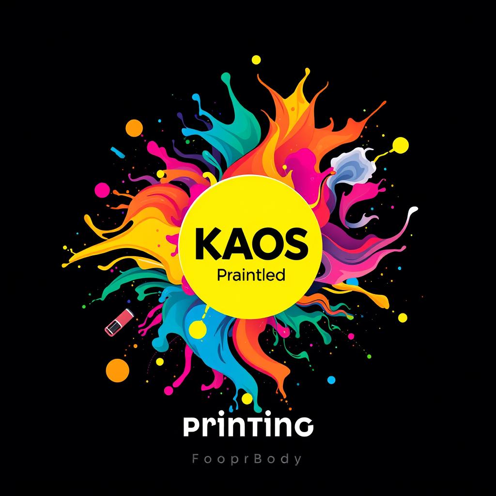 A vibrant, dynamic design showcasing the concept of KAOS printing