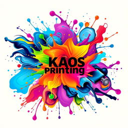 A vibrant, dynamic design showcasing the concept of KAOS printing