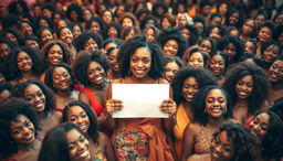 A dynamic scene featuring hundreds of black women, all radiating confidence and sensuality