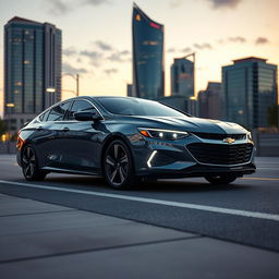 A stunning 2028 Chevrolet Vectra parked on a sleek urban street, showcasing a modern and futuristic design