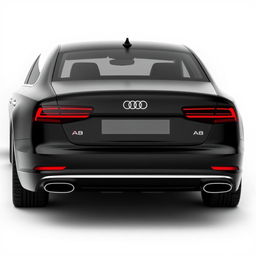 A sleek 3D rendering of the Audi A8 luxury sedan, shown in a striking black finish against a clean white background