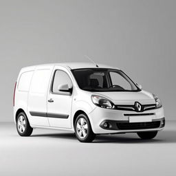 A sleek white Renault Kangoo van parked elegantly in front of a smooth, soft gray background